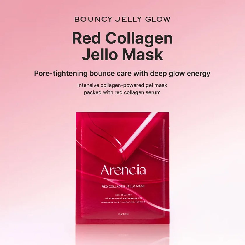 Arencia Red Collagen Jello Face Sheet Mask 25g, Pack of 4's