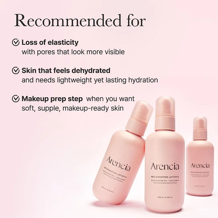 Arencia Red Smoothie Lotion 5 With 5% Niacinamide & Collagen 200ml