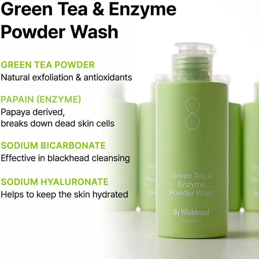 By Wishtrend Green Tea & Enzyme Powder Face Wash 110g