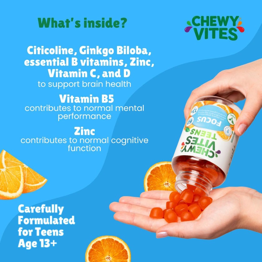 Chewy Vites Teens Focus Gummies, Pack of 60's
