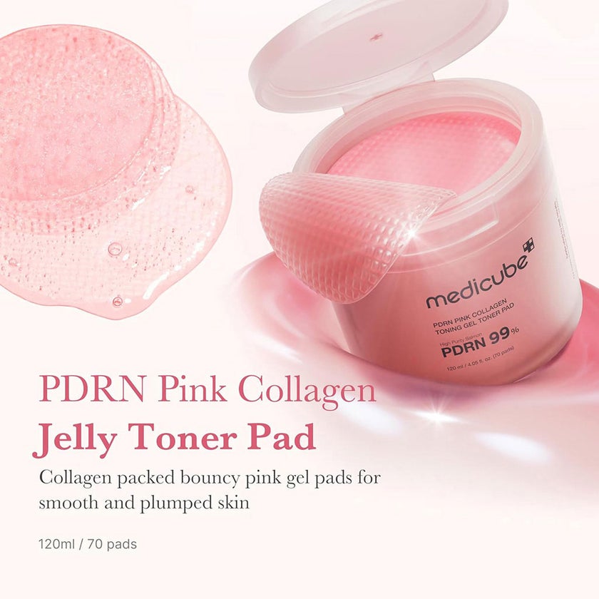 Medicube PDRN Pink Collagen Toning Gel Toner Pads 120ml, Pack of 70's