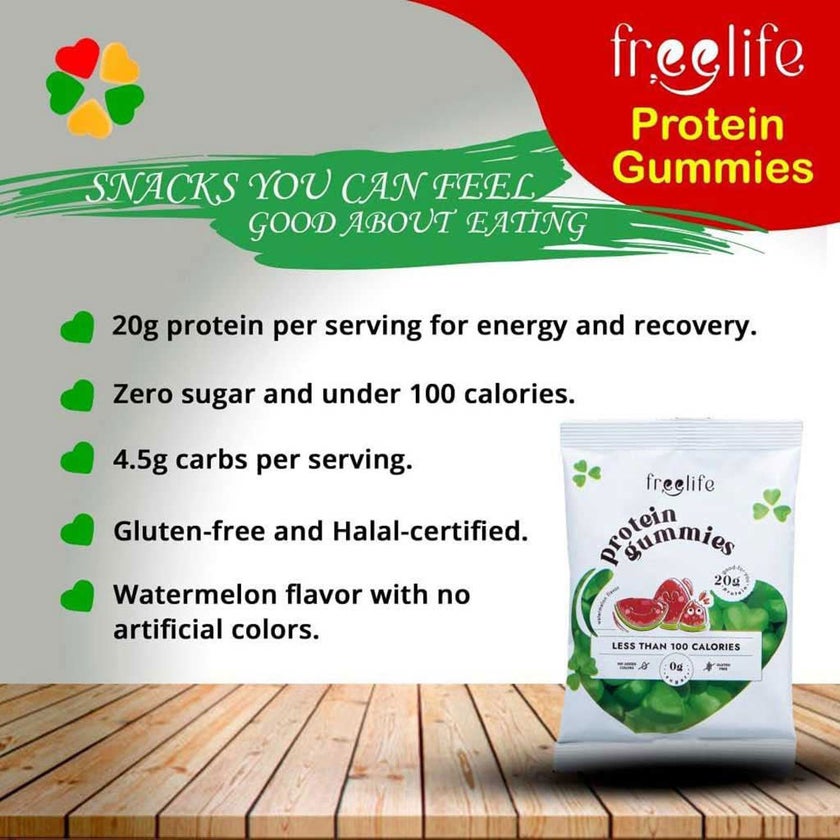 Free Life Watermelon Flavor Protein Gummies, Pack of 4's