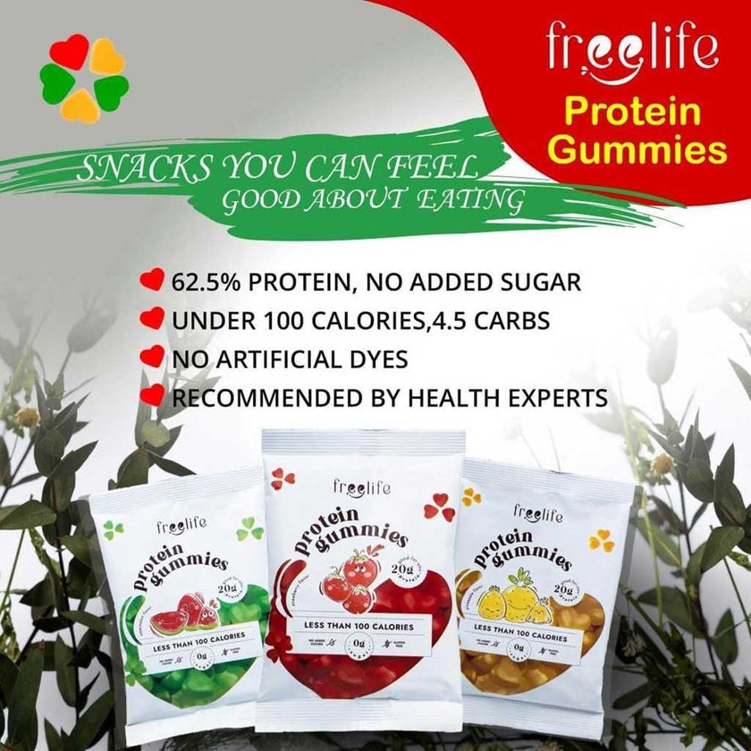 Free Life Watermelon Flavor Protein Gummies, Pack of 4's