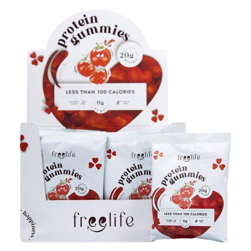 Free Life Strawberry Flavor Protein Gummies, Pack of 4's