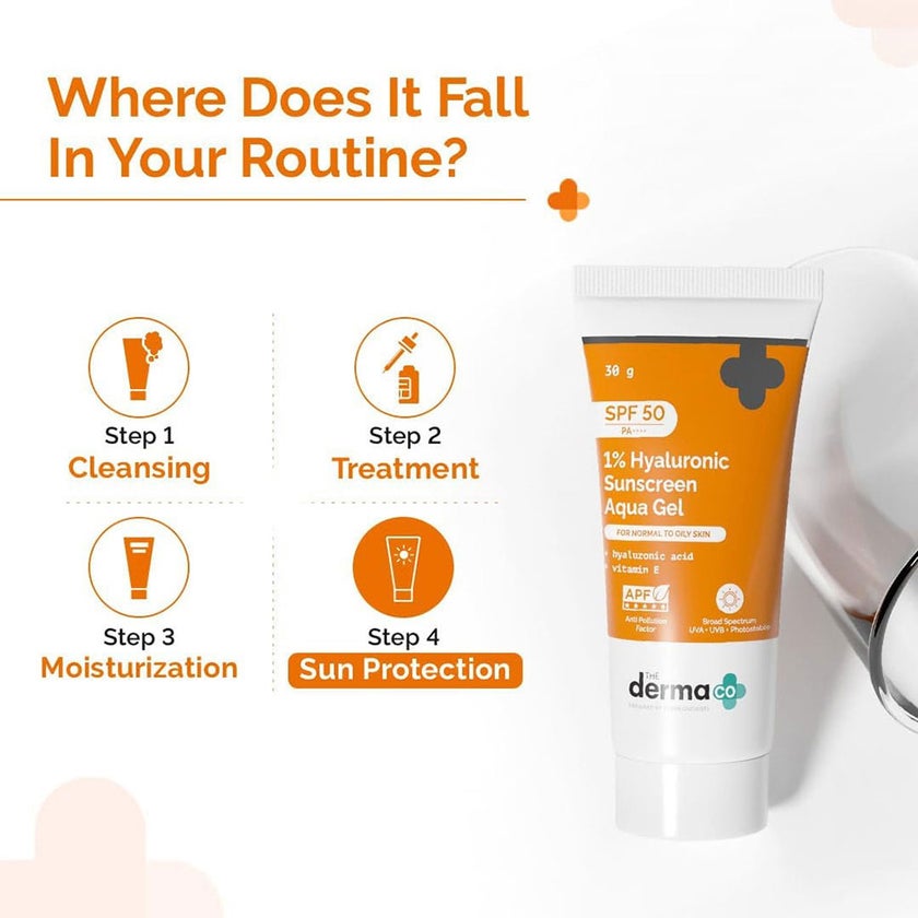 The Derma Co 1% Hyaluronic SPF50 Face Sunscreen Aqua Gel 30g