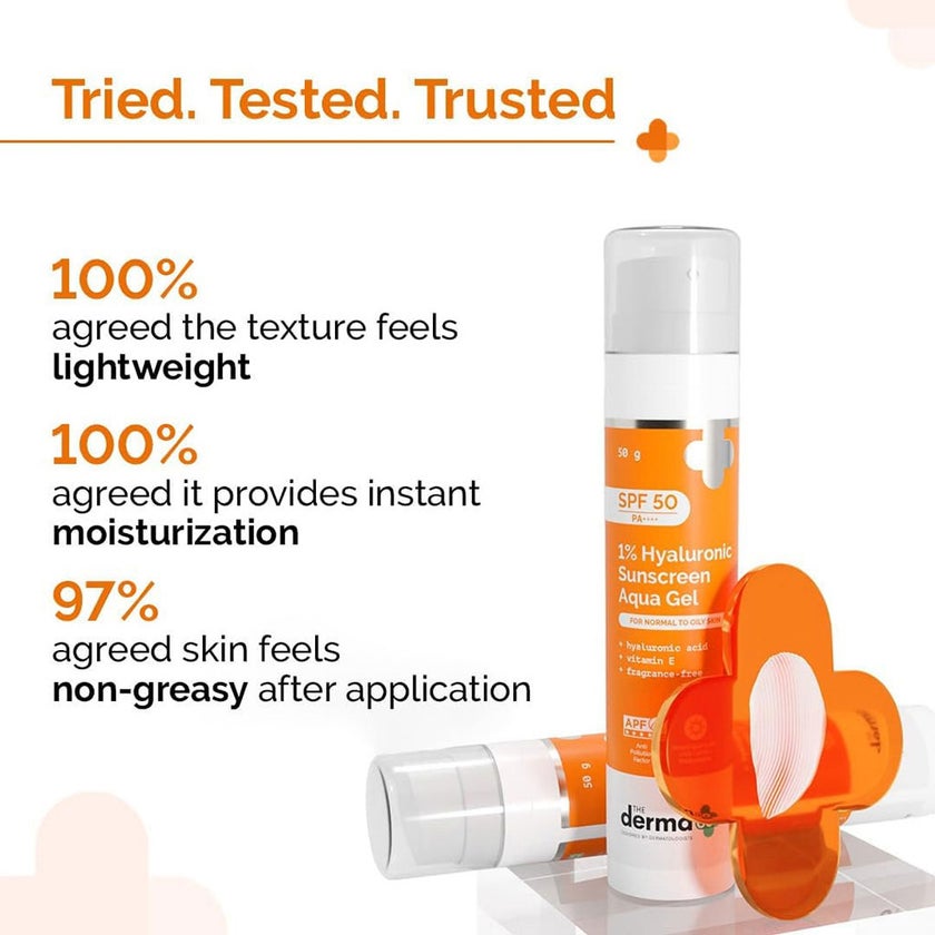The Derma Co 1% Hyaluronic SPF50 Face Sunscreen Aqua Gel 50g
