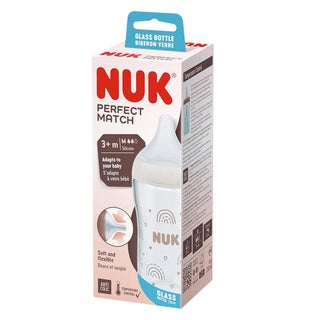 Nuk Perfect Match 3+ Months Glass Baby Feeding Bottle 230ml