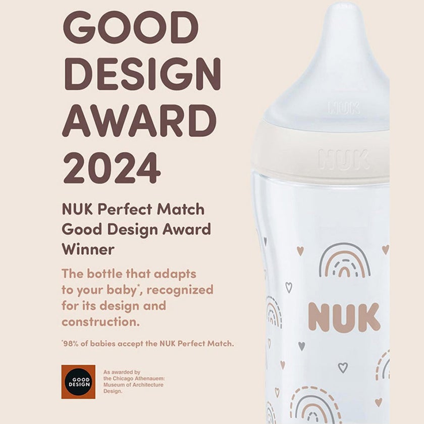 Nuk Perfect Match 3+ Months Glass Baby Feeding Bottle 230ml