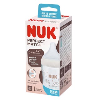 Nuk Perfect Match 0+ Months Glass Baby Feeding Bottle 120ml
