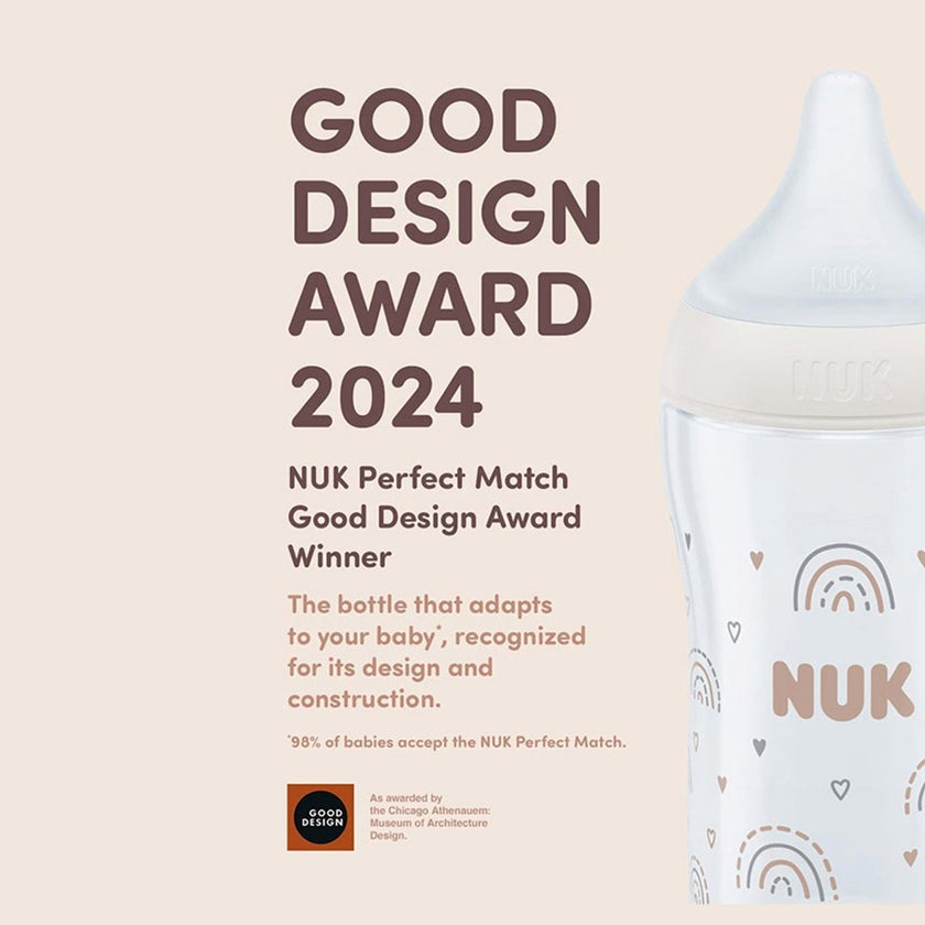 Nuk Perfect Match 0+ Months Glass Baby Feeding Bottle 120ml