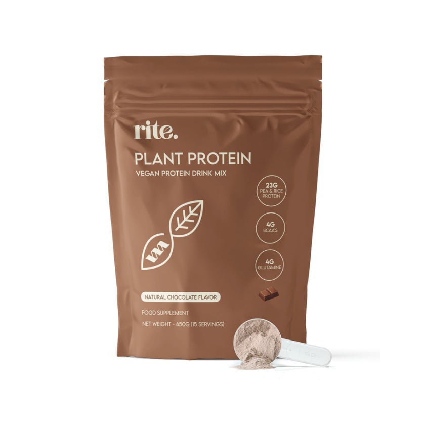 Rite Plant Protein Natural Chocolate Flavor Drink Mix 450g, 15 Servings