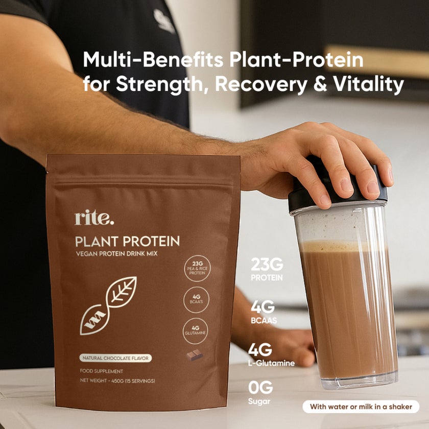 Rite Plant Protein Natural Chocolate Flavor Drink Mix 450g, 15 Servings