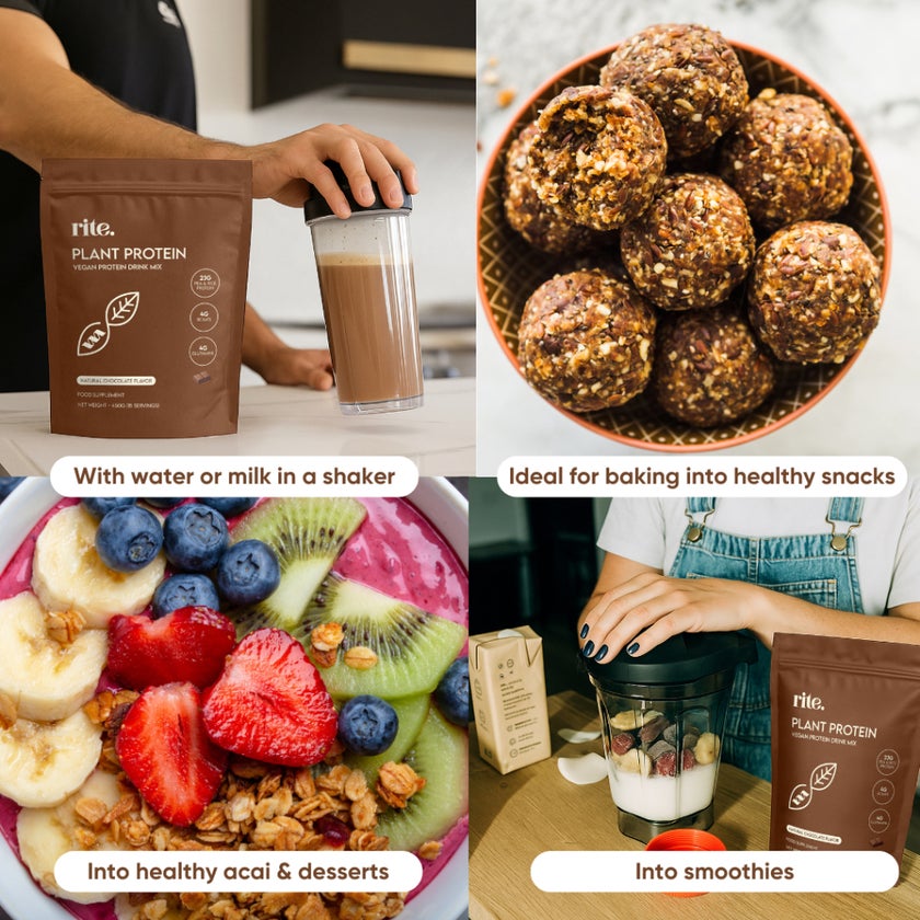 Rite Plant Protein Natural Chocolate Flavor Drink Mix 450g, 15 Servings