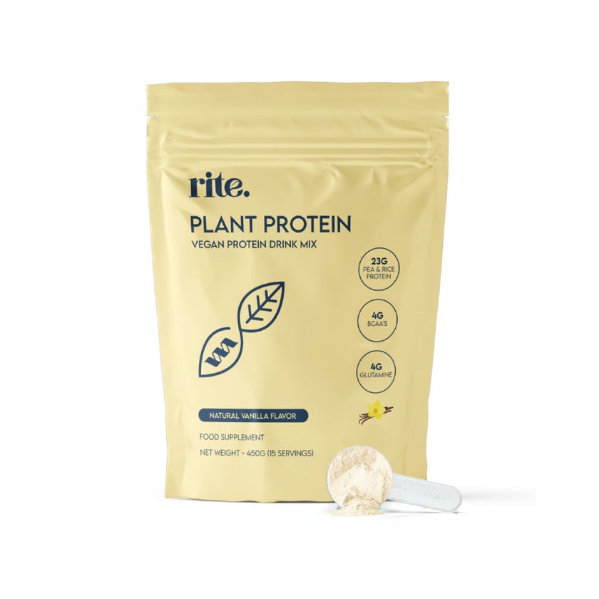 Rite Plant Protein Natural Vanilla Flavor Drink Mix 450g, 15 Servings