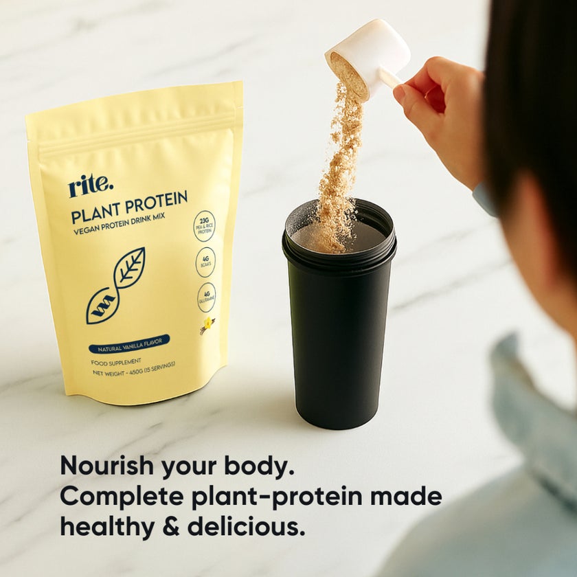 Rite Plant Protein Natural Vanilla Flavor Drink Mix 450g, 15 Servings