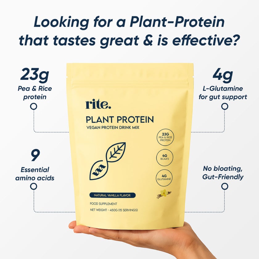 Rite Plant Protein Natural Vanilla Flavor Drink Mix 450g, 15 Servings