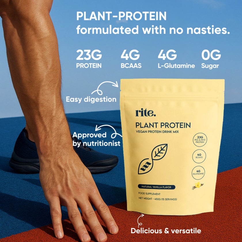 Rite Plant Protein Natural Vanilla Flavor Drink Mix 450g, 15 Servings