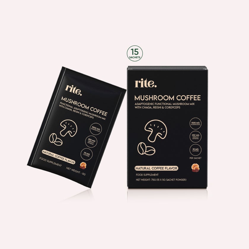 Rite Mushroom Coffee Natural Coffee Drink Mix 5g, Pack of 15's