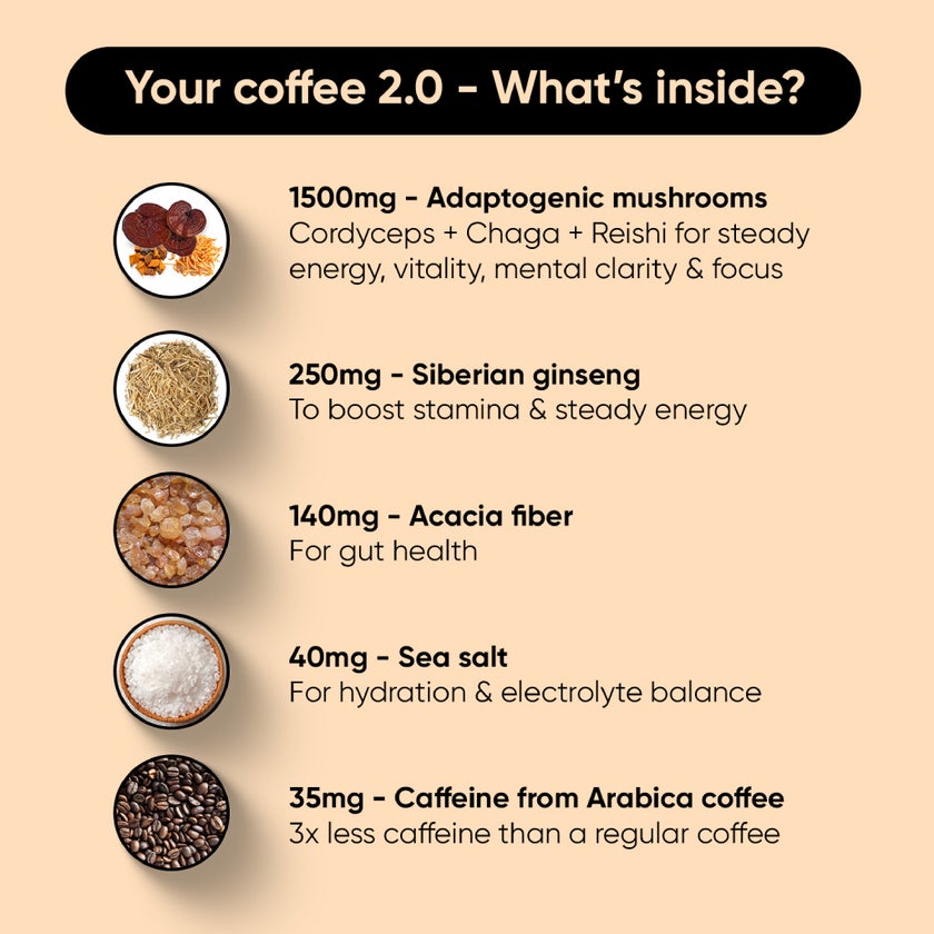 Rite Mushroom Coffee Natural Coffee Drink Mix 5g, Pack of 15's