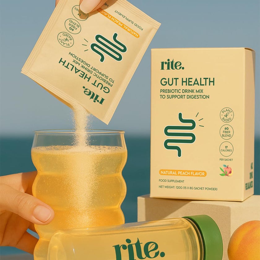 Rite Gut Health Prebiotic Natural Peach Drink Mix 8g, Pack of 15's