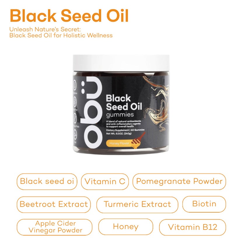 Obu Black Seed Oil Honey Flavor Adult Gummies, Pack of 60’s