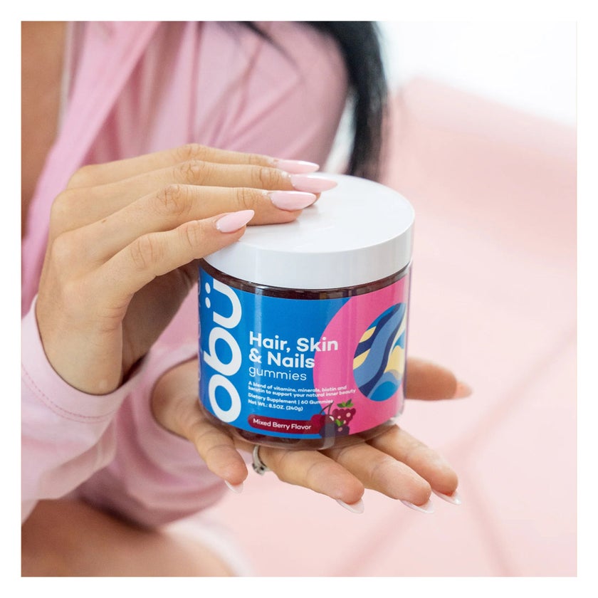 Obu Hair, Skin & Nails Mixed Berry Flavor Adult Gummies, Pack of 60’s