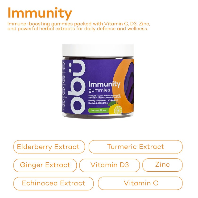 Obu Immunity Lemon Flavor Adult Gummies, Pack of 60’s