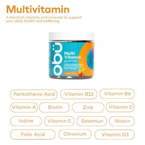 Obu Multivitamin Tropical Flavor Adult Gummies, Pack of 60’s