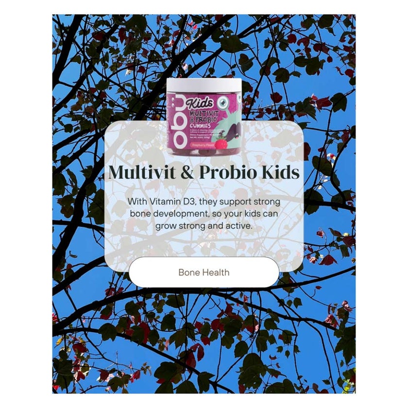 Obu Multivit & Probio Raspberry Flavor Kids Gummies, Pack of 90’s