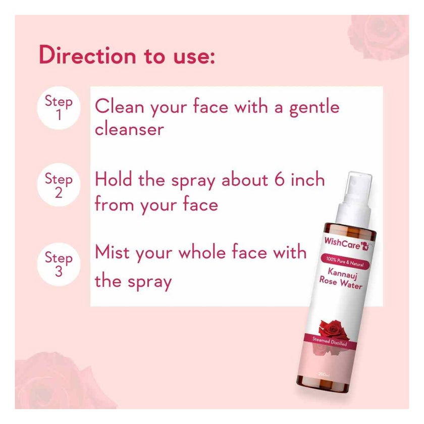 WishCare Pure & Natural Kannauj Rose Water 200ml