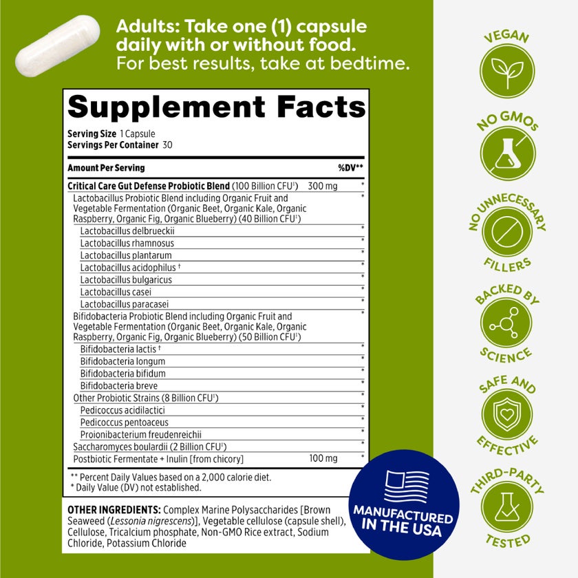 Probulin Critical Care Gut Defense Probiotic Capsules, Pack of 30's