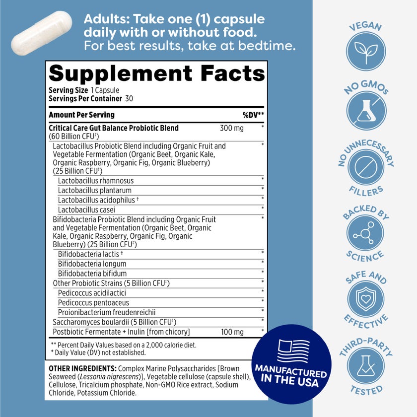 Probulin Critical Care Gut Balance Probiotic Capsules, Pack of 30's