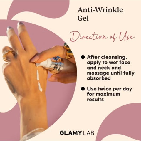 Glamy Lab Anti-Wrinkles Gel, Hyaluronic Acid & Peptides - 50g