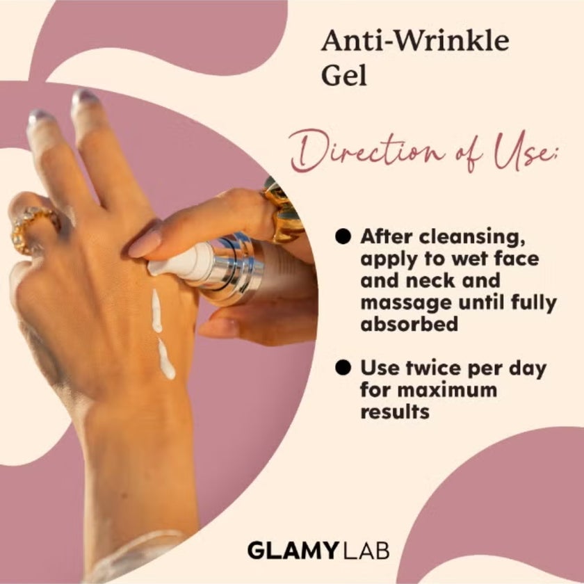 Glamy Lab Anti-Wrinkles Gel, Hyaluronic Acid & Peptides - 50g