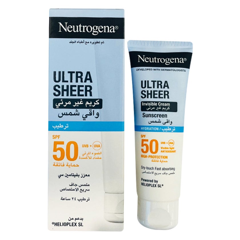 Neutrogena Ultra Sheer SPF 50 Invisible Cream, Hydration - 50ml
