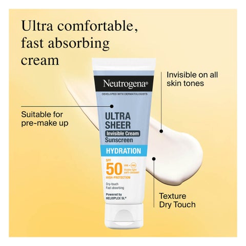 Neutrogena Ultra Sheer SPF 50 Invisible Cream, Hydration - 50ml