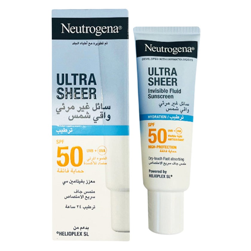 Neutrogena Ultra Sheer SPF 50 Invisible Fluid, Hydration - 50ml