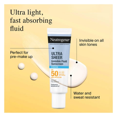 Neutrogena Ultra Sheer SPF 50 Invisible Fluid, Hydration - 50ml