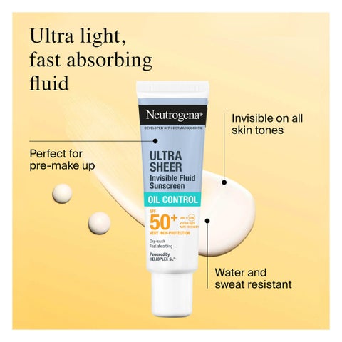 Neutrogena Ultra Sheer SPF 50+ Invisible Fluid, Oil Control - 50ml