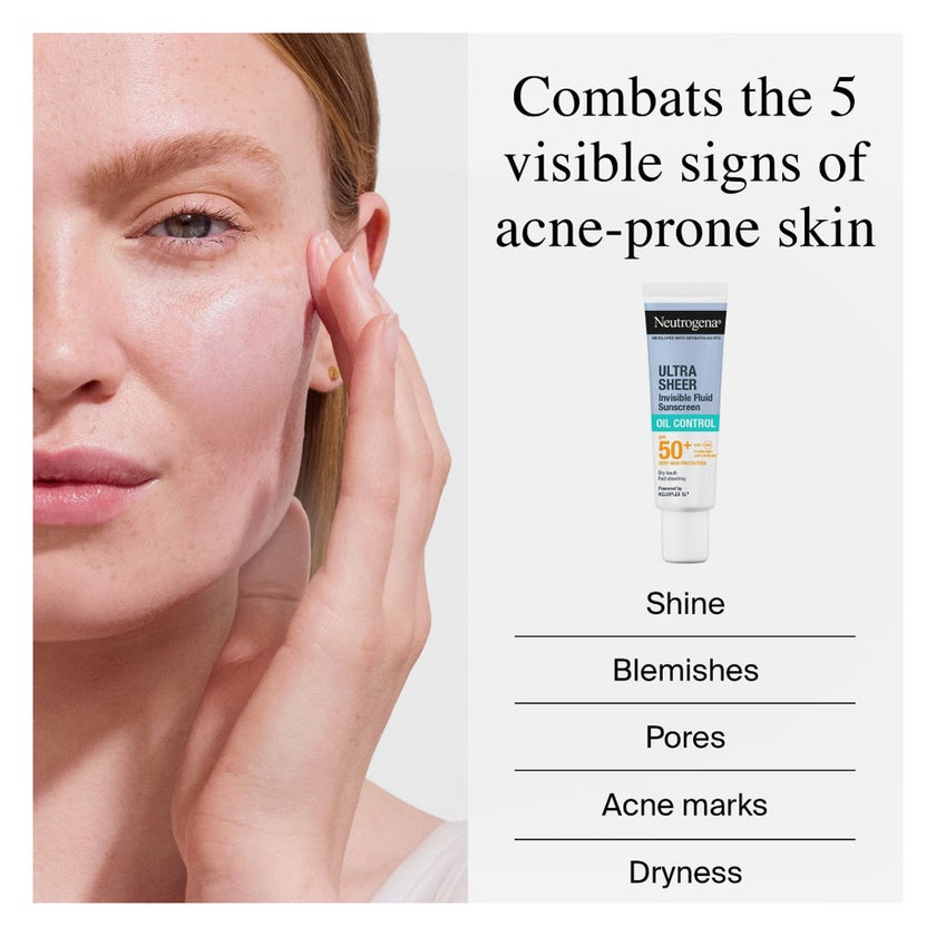 Neutrogena Ultra Sheer SPF 50+ Invisible Fluid, Oil Control - 50ml