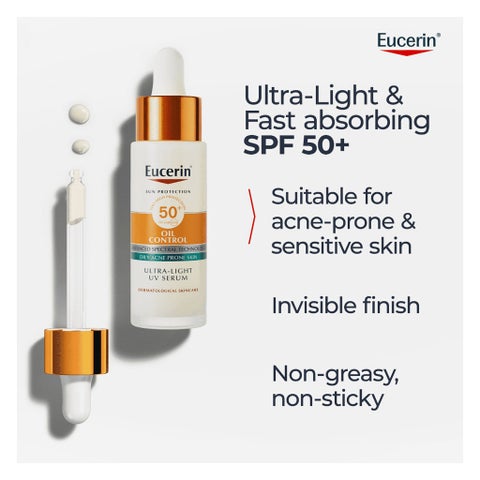 Eucerin SPF 50+ Oil Control Serum For Oily Acne Prone Skin 30ml