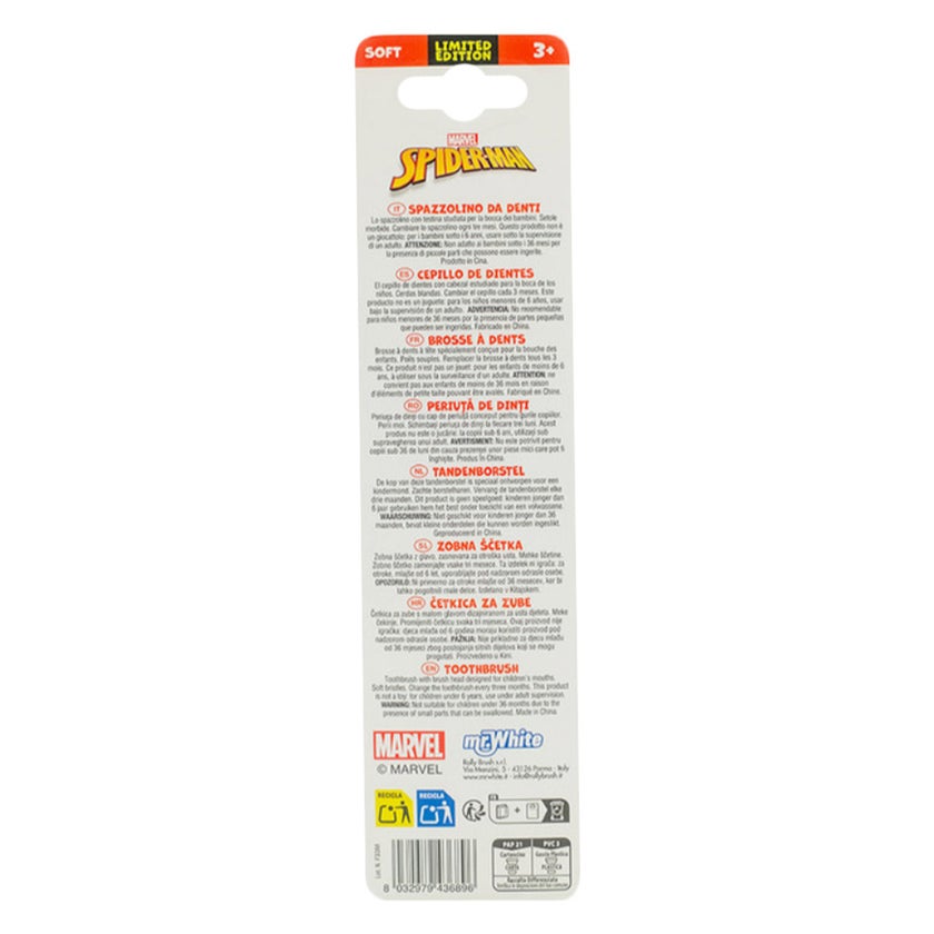 Mr.White Soft Toothbrush With Suction Cup, Spiderman Design