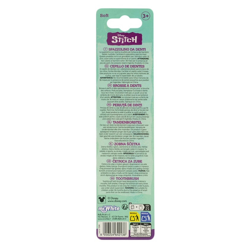 Mr.White Soft Toothbrush With Suction Cup, Stitch Design