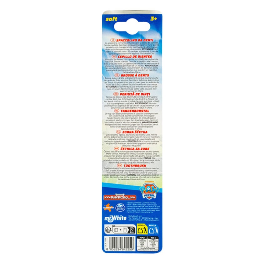 Mr.White Soft Toothbrush With Suction Cup, Paw Patrol Design