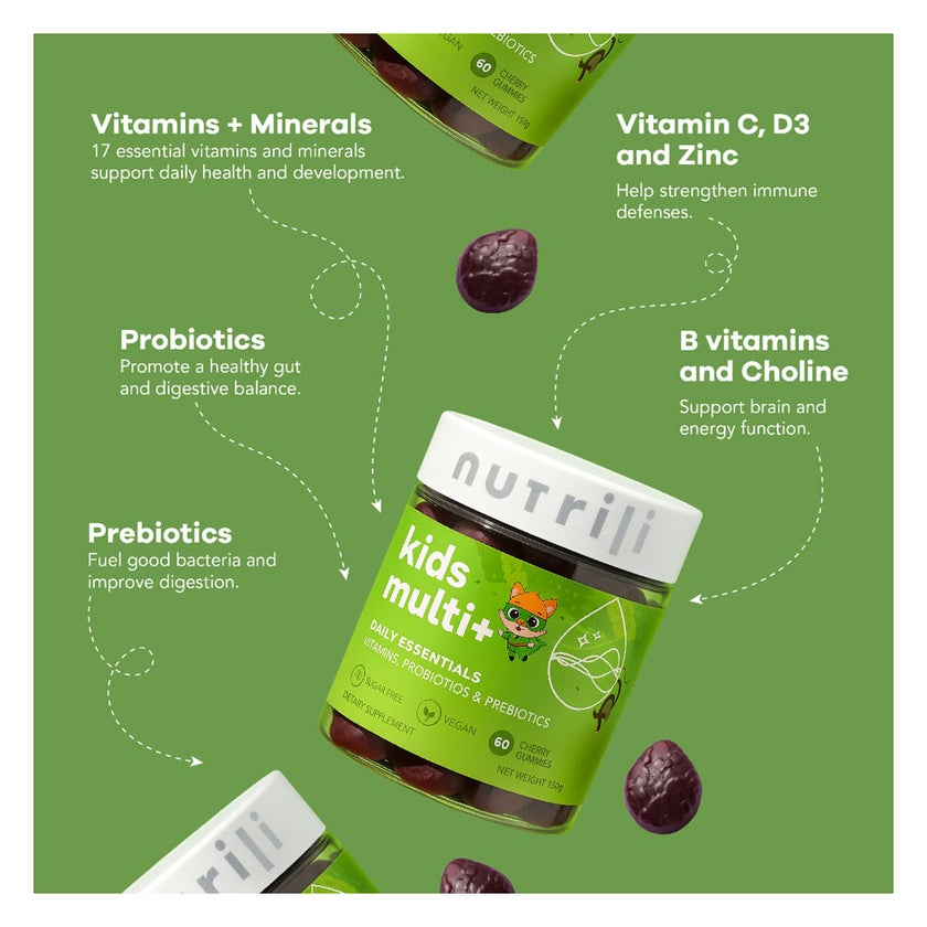 Nutrili Kids Multi+ Probiotics Gummies, Cherry - 60 Gummies