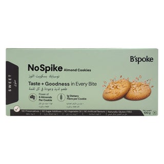 B'spoke NoSpike Sweet Almond Cookies, High Fibre & Protein  - 8 Cookies