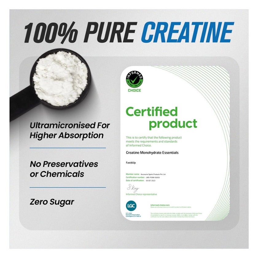 Fast&Up Creatine Monohydrate 3000 Powder, Unflavored - 250g