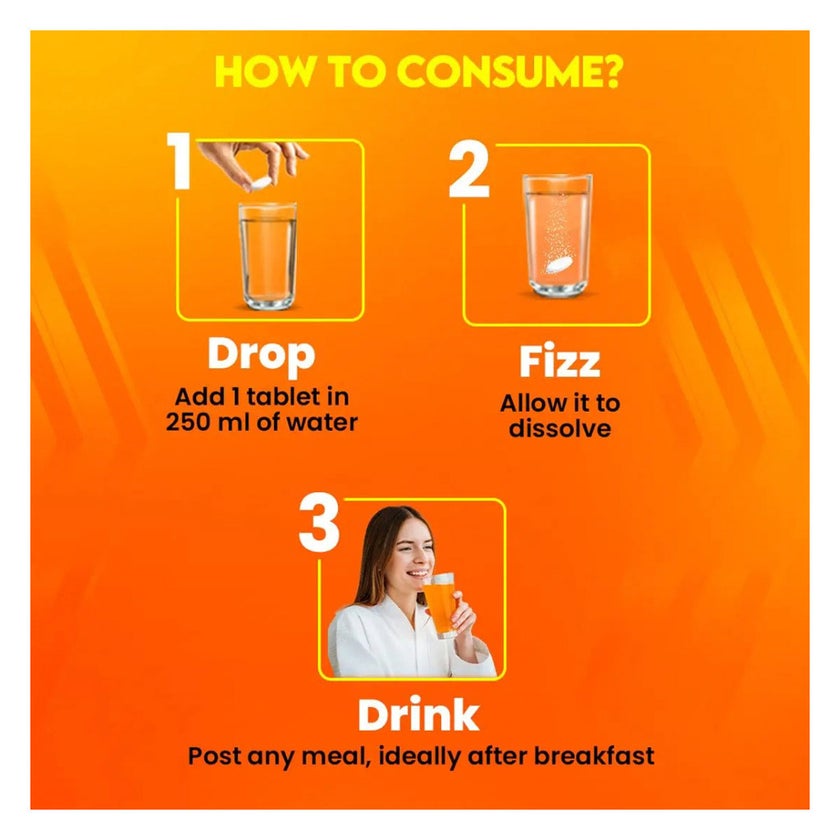 Fast&Up Vit C, D3 & Zinc + Electrolyte Effervescent, Orange - 20 Tablets