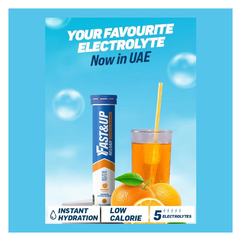 Fast&Up Reload Electrolyte Effervescent, Orange - 20 Tablets
