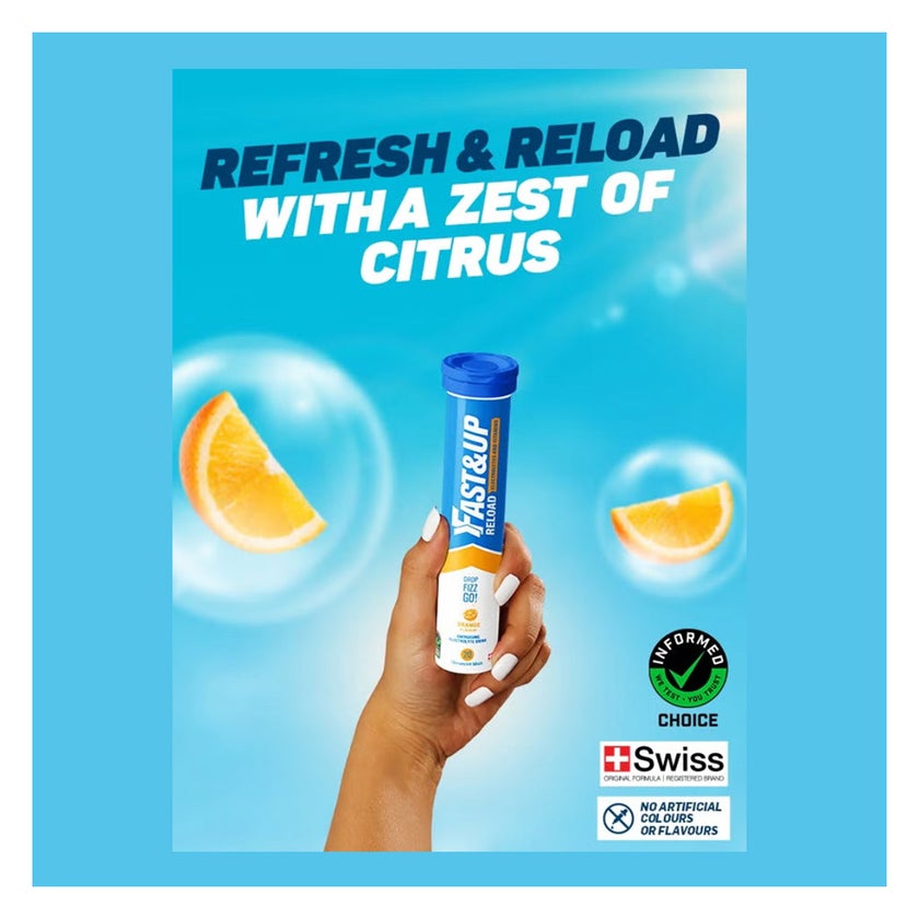 Fast&Up Reload Electrolyte Effervescent, Orange - 20 Tablets